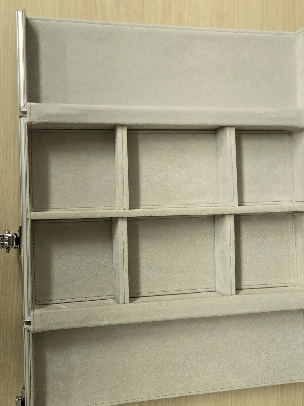 Silver Jewelry Organizer Box with Multi-Compartment Storage